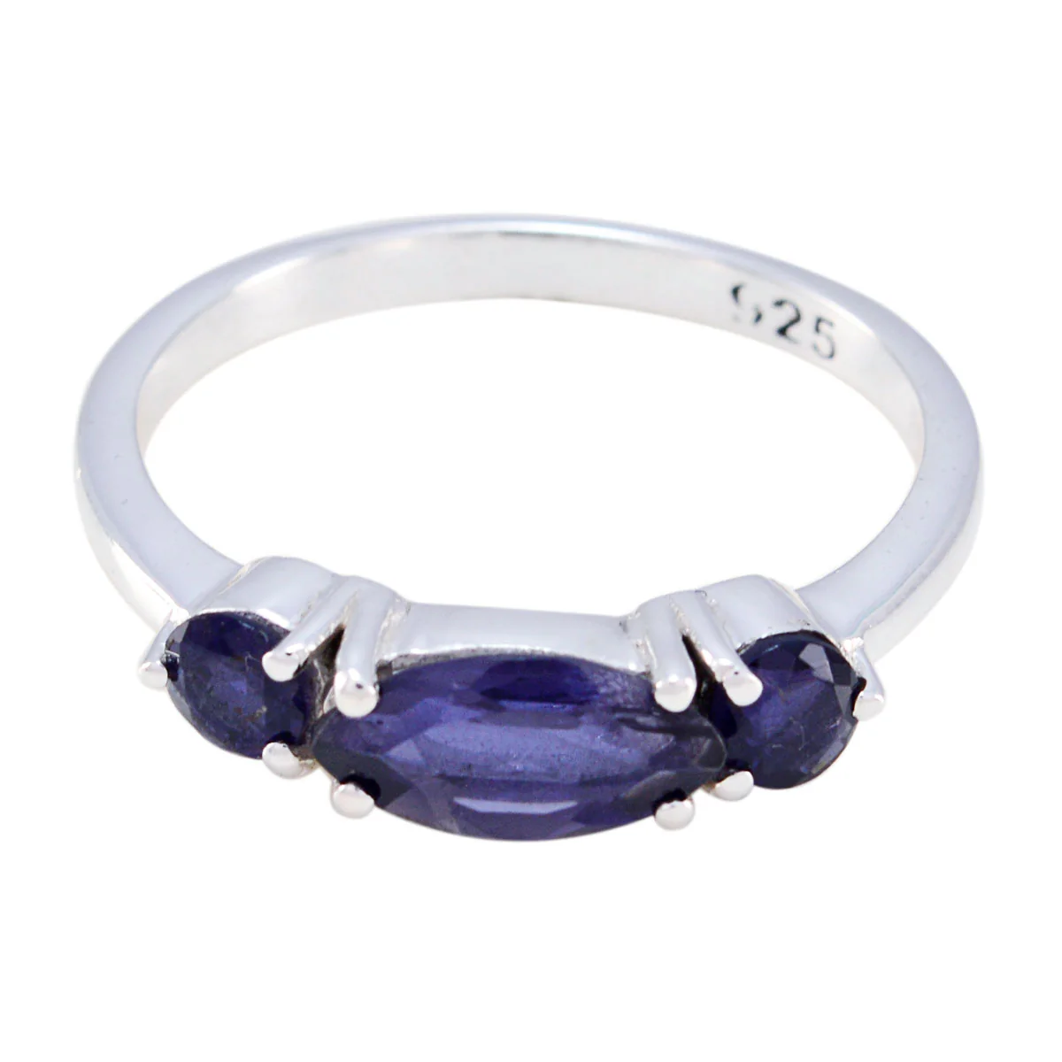 Iolite Trilogy Japanese Silver Blue Gemstones Whisper-thin Sophisticated Ring Jewelry