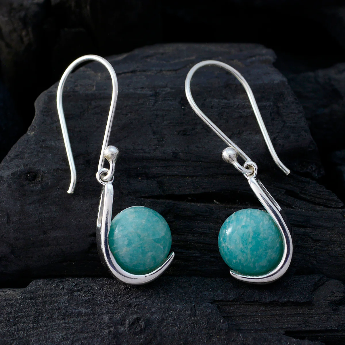 Jasper Korean Scarlett Solitaire Dangle multicolor Sterling Silver Earring - Image 2