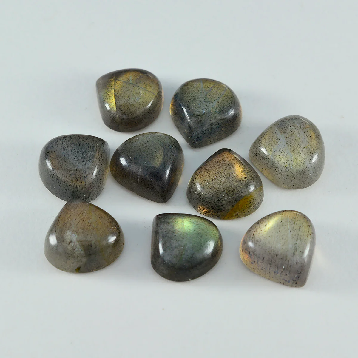 Labradorite 10PC Tiny 3x3 MM Heart Cabochon Gray Genuine semi Precious Loose Gemstones - Image 2