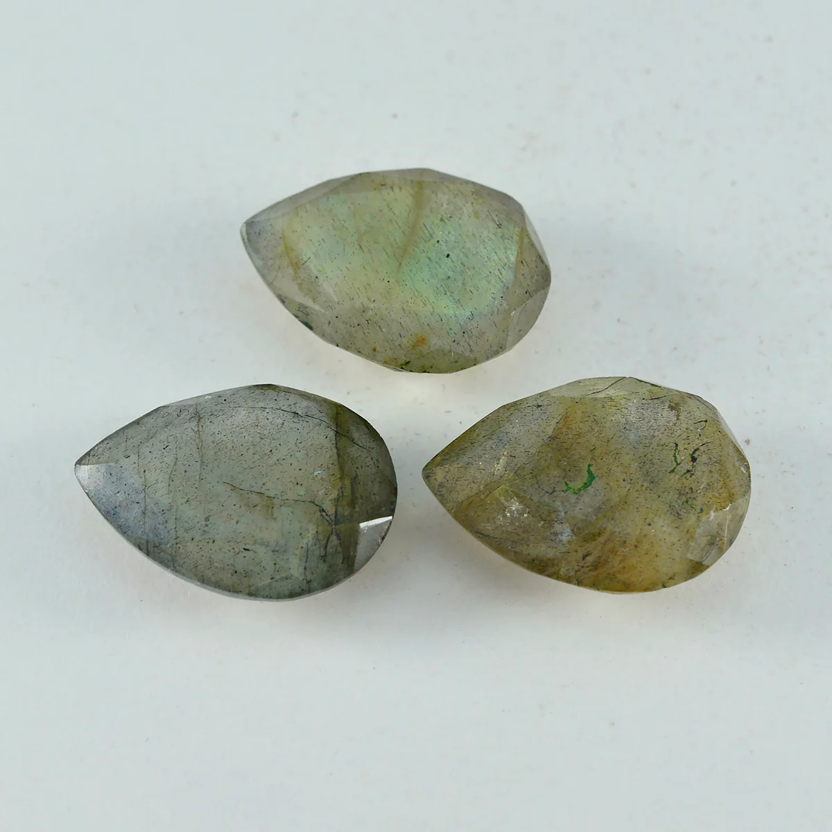 Labradorite 1PC Chunky 15x20 MM Pear Faceted Gray Brilliant Semi Precious Loose Gems - Image 2