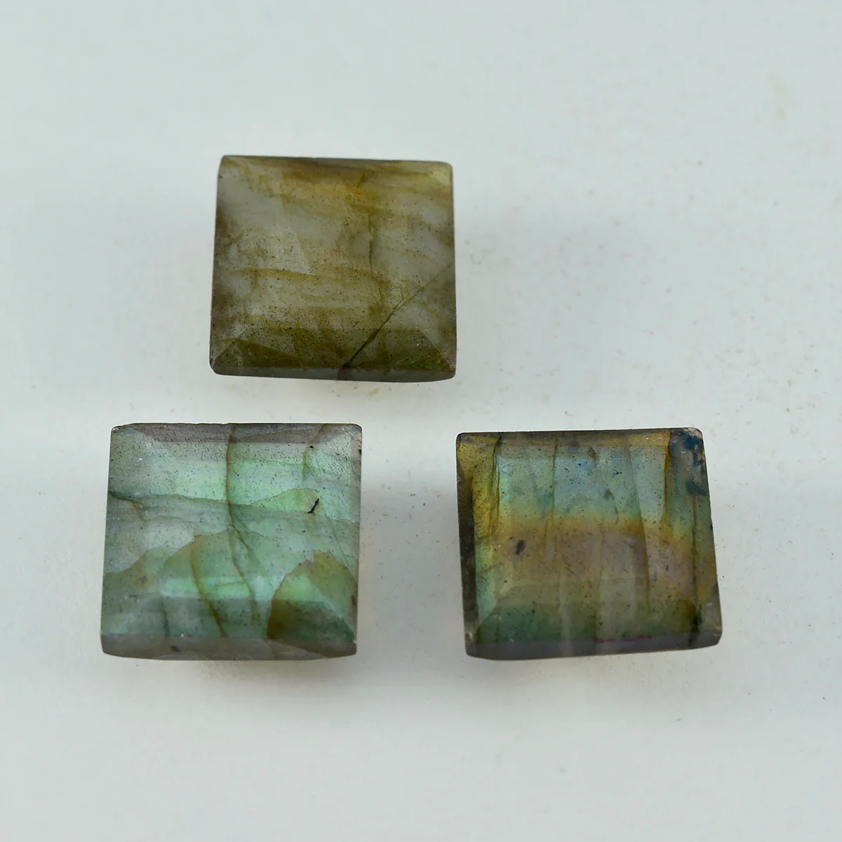 Labradorite 1PC Large 12x12 MM Square Faceted Gray High-Quality Semi Precious Loose Gemstones