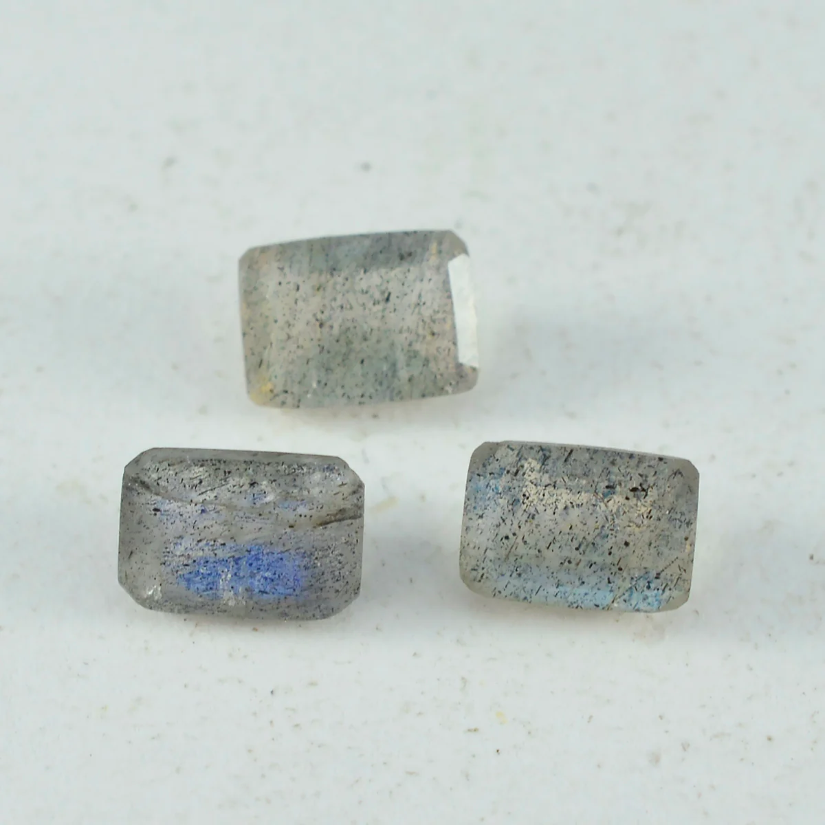 Labradorite 1PC Medium 7x10 MM Emerald Faceted Gray Polished Semi Precious Loose Gemstones - Image 3