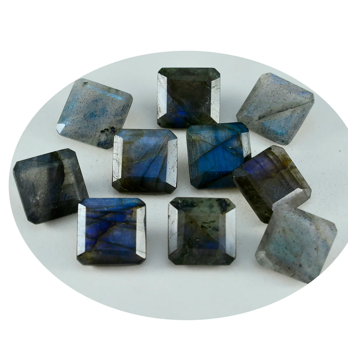 Labradorite 1PC Medium 9x9 MM Square Faceted Gray Lustrous Semi Precious Gems - Image 2