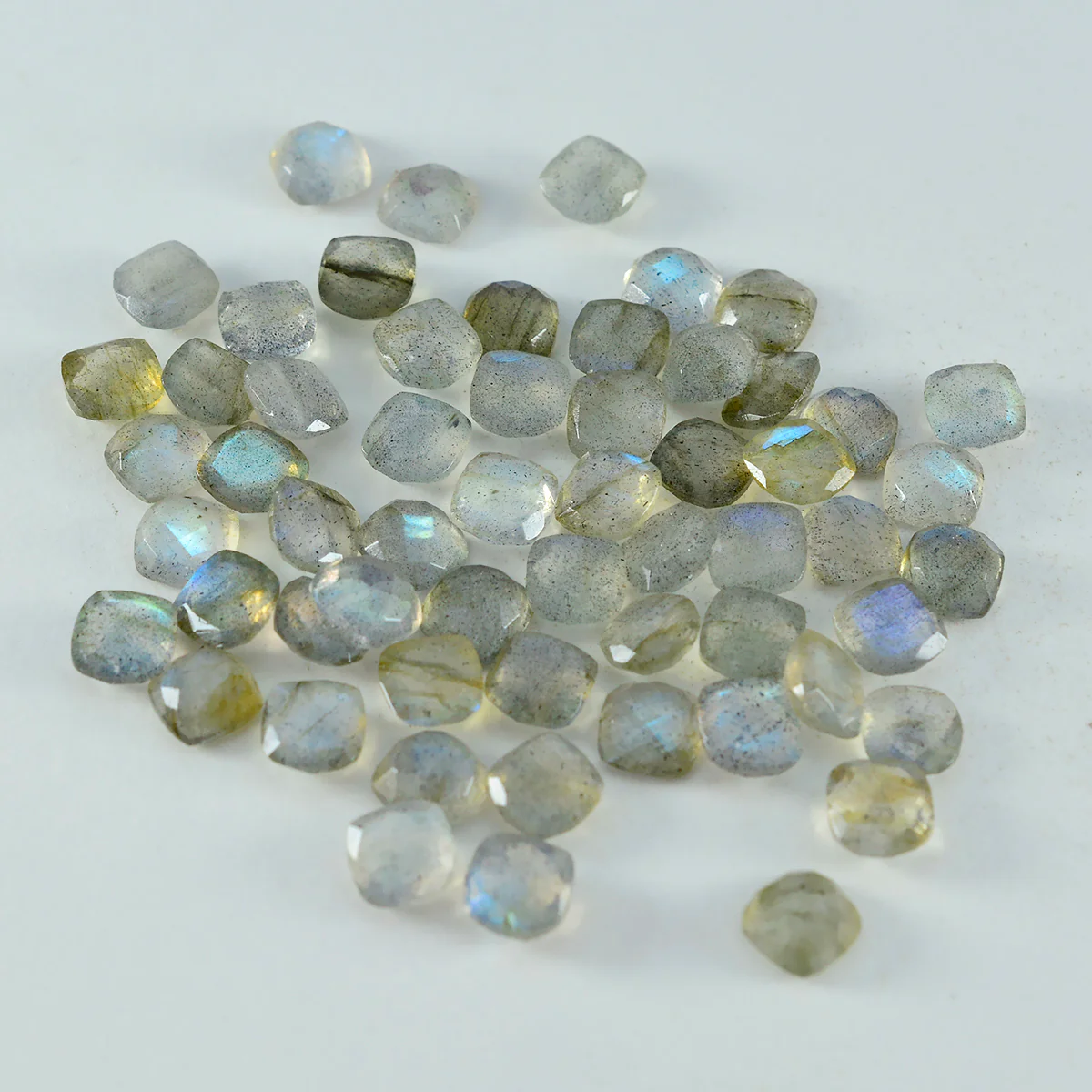 Labradorite 1PC Tiny 6x6 MM Cushion Faceted Gray Polished Semi Precious Loose Gems - Image 2