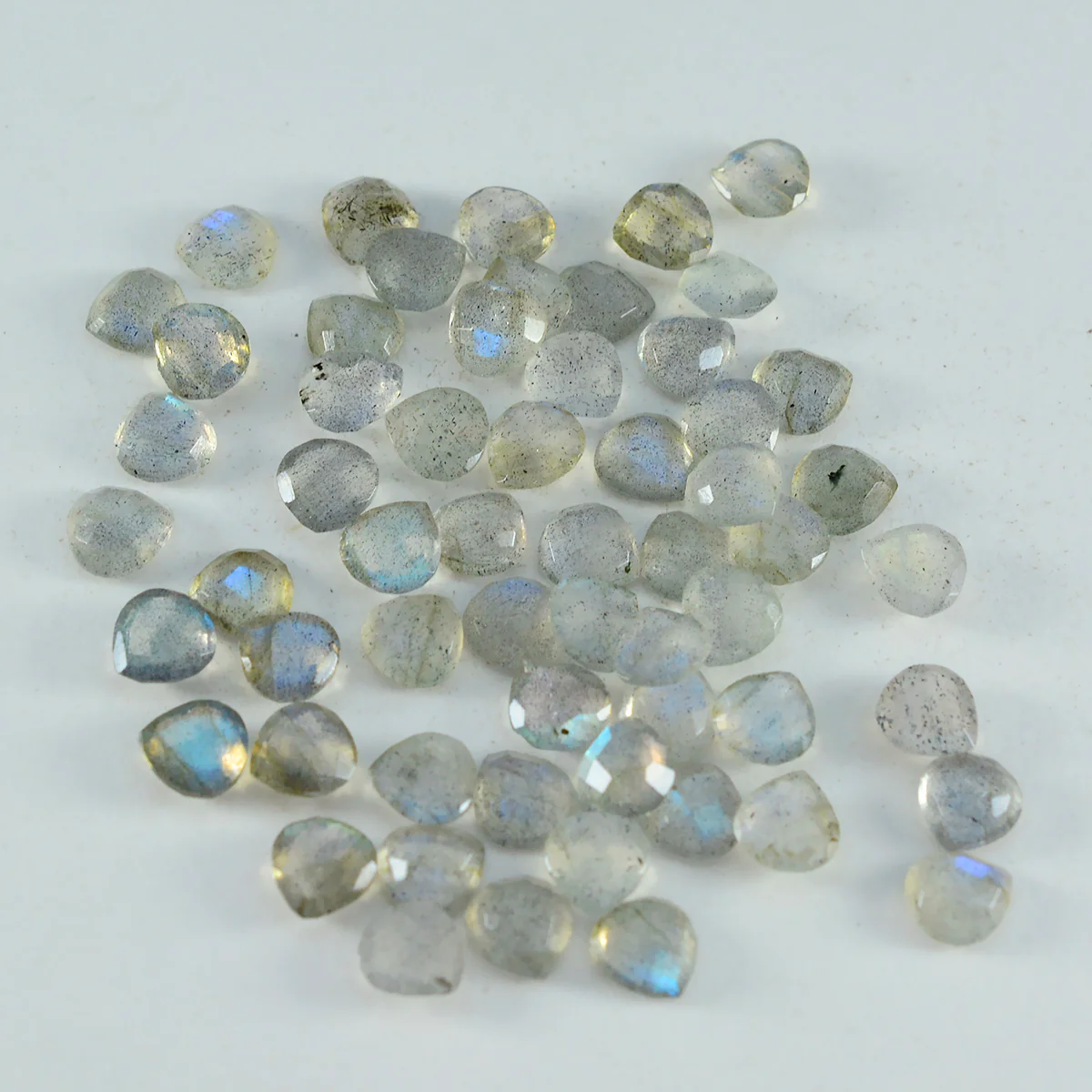 Labradorite 1PC Tiny 6x6 MM Heart Faceted Gray Polished Semi Precious Loose Gems - Image 2