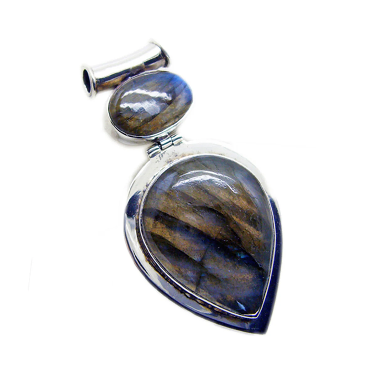 Labradorite Edgy American Sterling Silver Toi et Moi Bruna Graceful Gray Pendant Jewellery