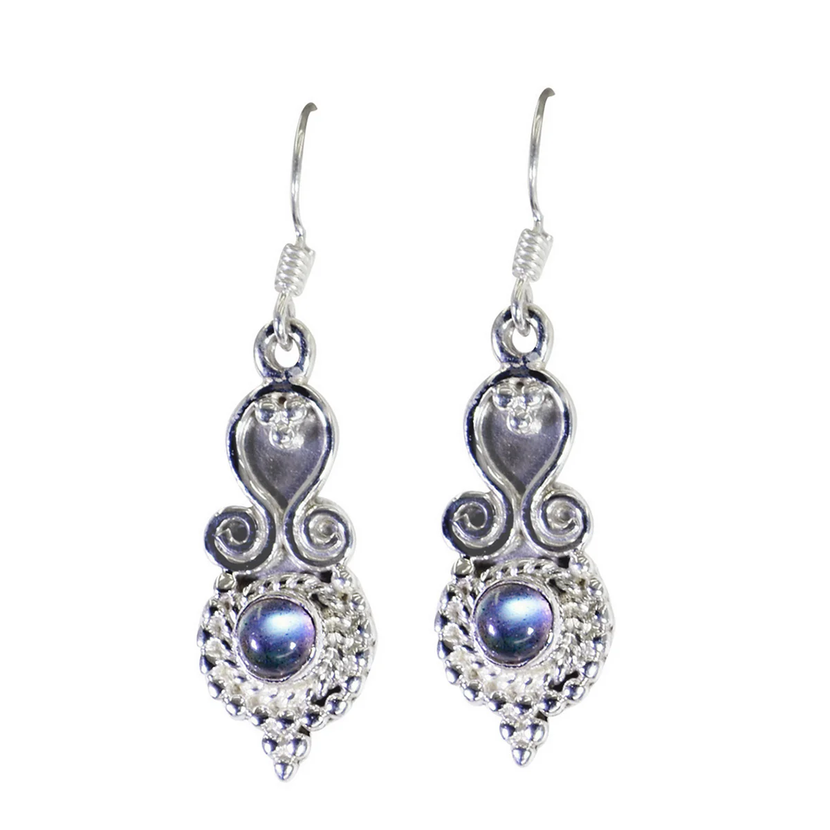 Labradorite French Eun-ji multiple Dangle Gray 925 Silver Earring