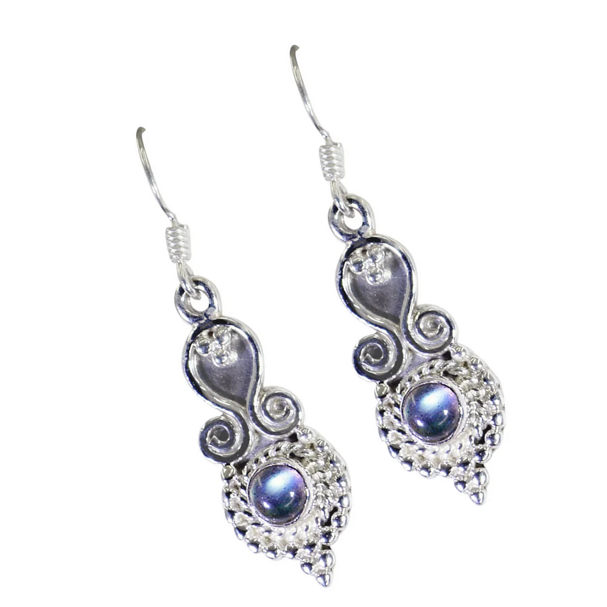 Labradorite French Eun-ji multiple Dangle Gray 925 Silver Earring - Image 2