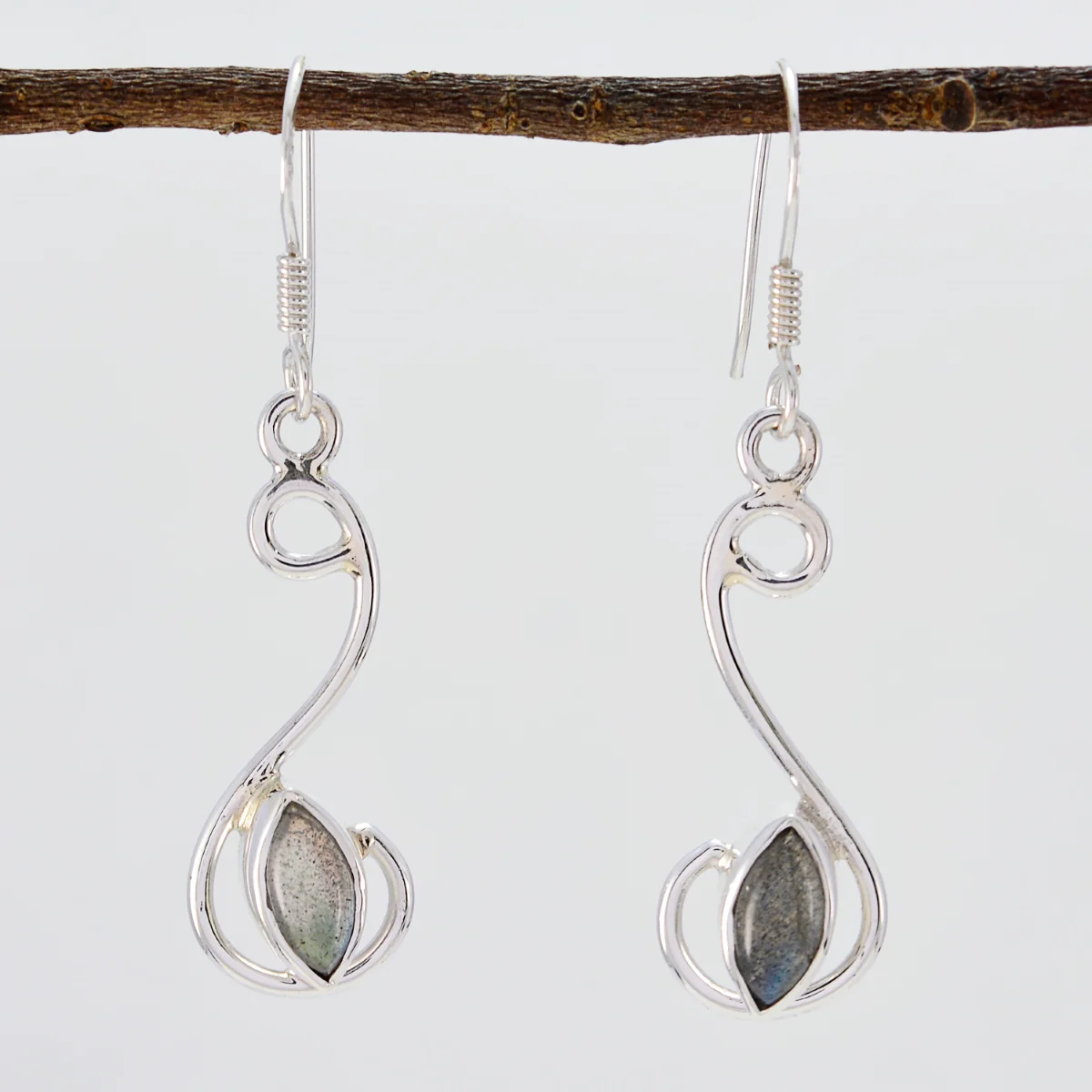Labradorite German Yasmine multiple Dangle Gray 925 Silver Earring - Image 2