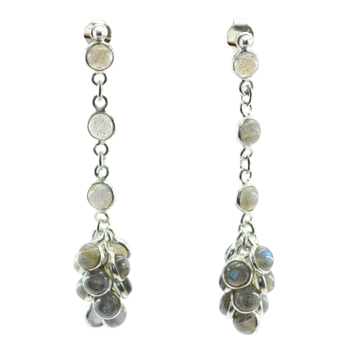 Labradorite Middle Eastern Stella multiple Stud Gray Silver Earring - Image 2