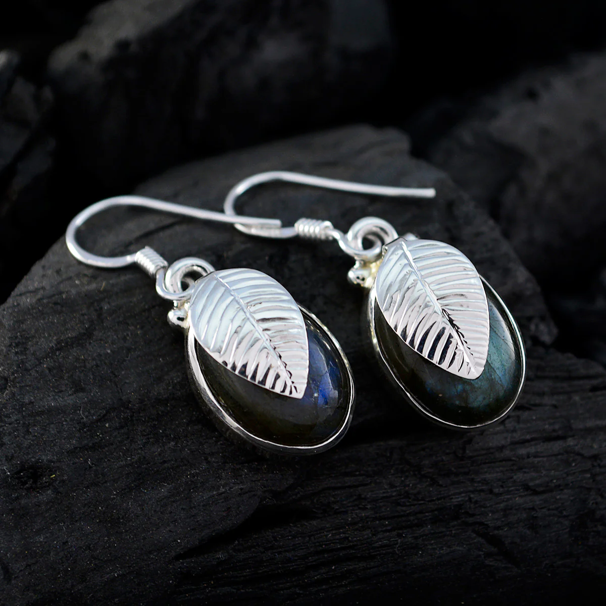 Labradorite Moroccan Aiko multiple Dangle Gray 925 Silver Earring - Image 4