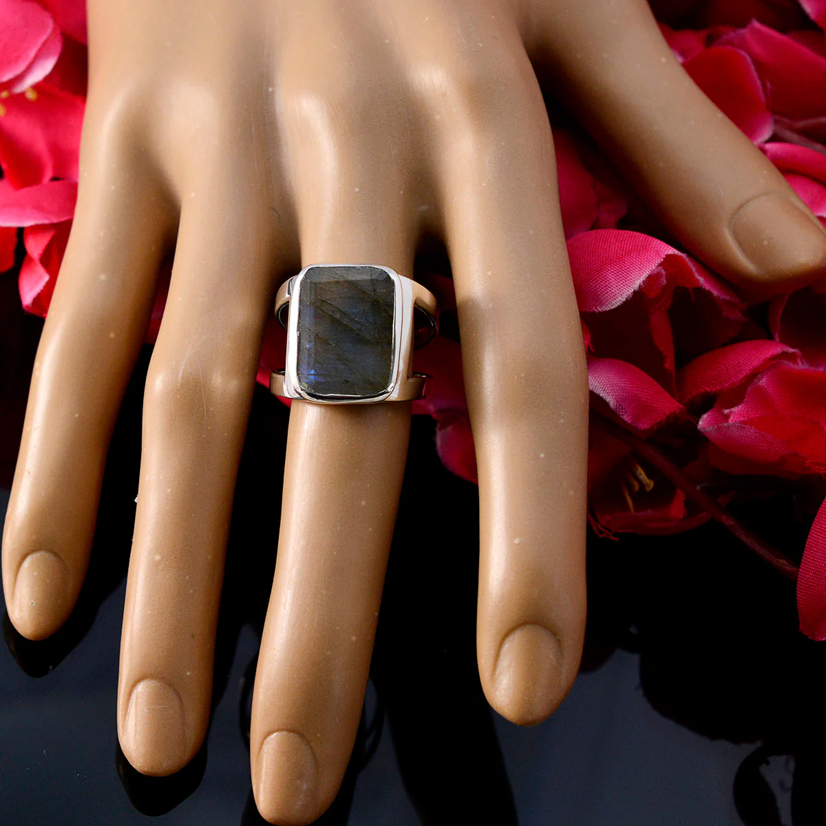 Labradorite Solitaire African 925 Silver Gray Gemstones Mid-weight Signet Ring Jewellery - Image 5