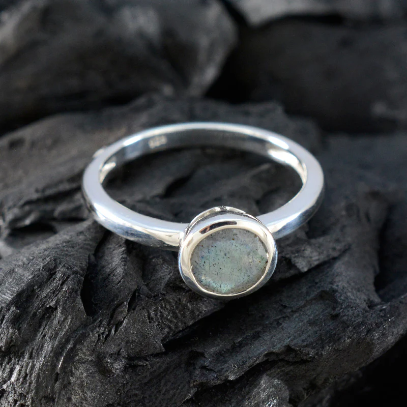 Labradorite Solitaire American 925 Sterling Silver Gray Gems Dainty Abstract Ring Jewelry - Image 4