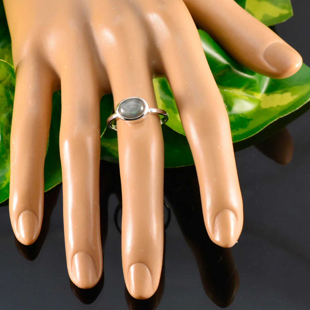 Labradorite Solitaire American Silver Gray Gemstone Dainty Trendy Ring Jewelry - Image 5