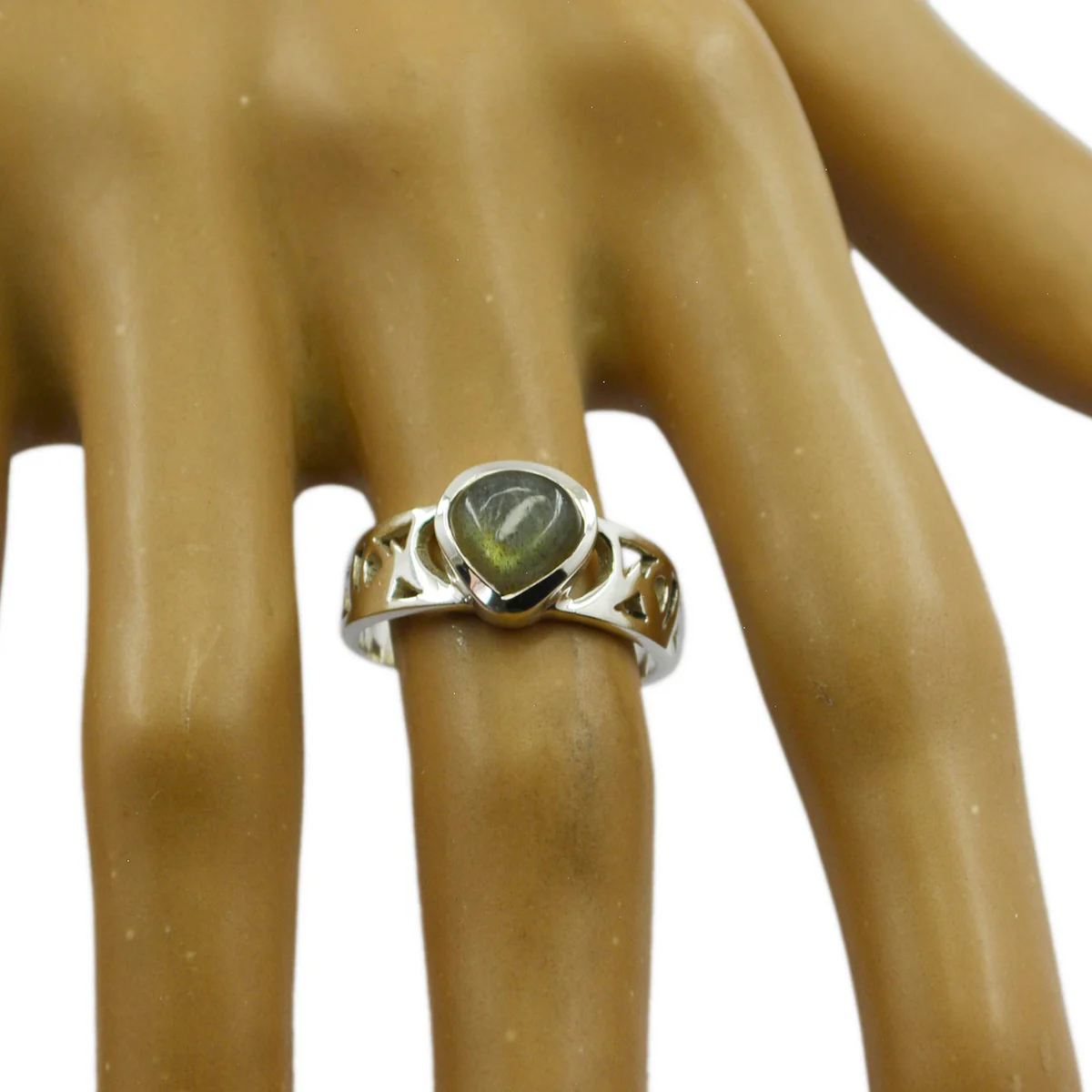 Labradorite Solitaire Egyptian 925 Silver Gray Gems Classic Love Ring Jewellery - Image 3