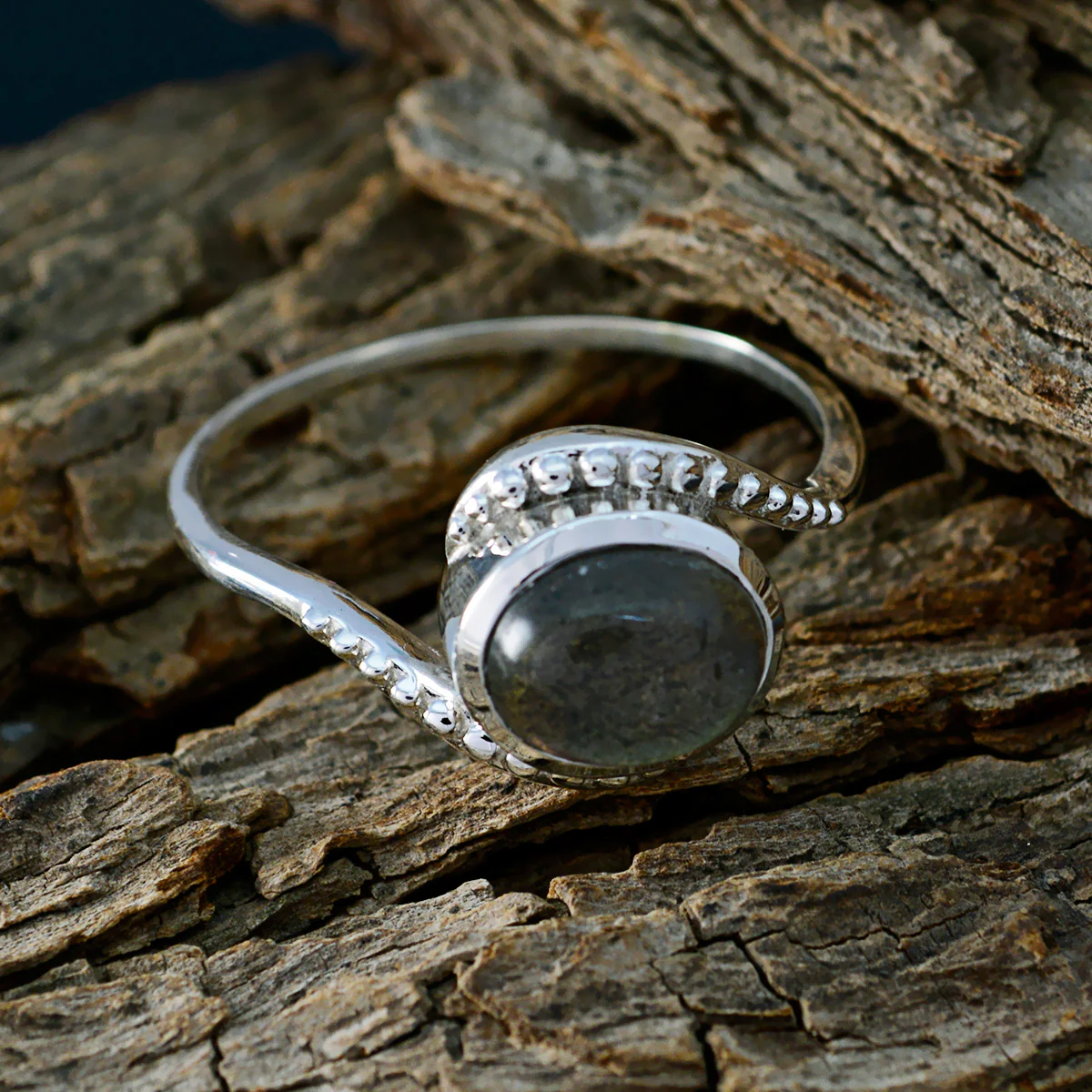 Labradorite Solitaire Egyptian 925 Sterling Silver Gray Gemstones Classic Graceful Ring Jewelry - Image 4