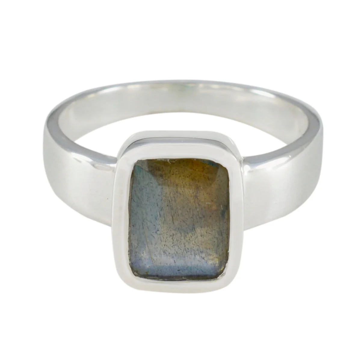 Labradorite Solitaire Egyptian Silver Gray Gemstones Slim Fairytale Ring Jewellery