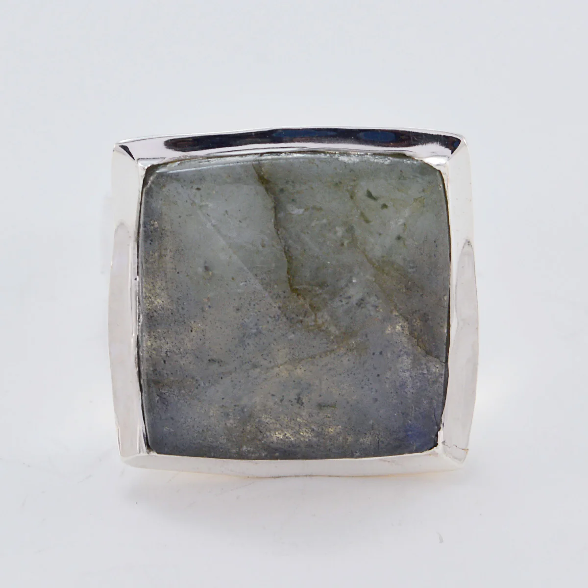 Labradorite Solitaire Egyptian Sterling Silver Gray Gemstone Chunky Traditional Ring Jewelry - Image 3