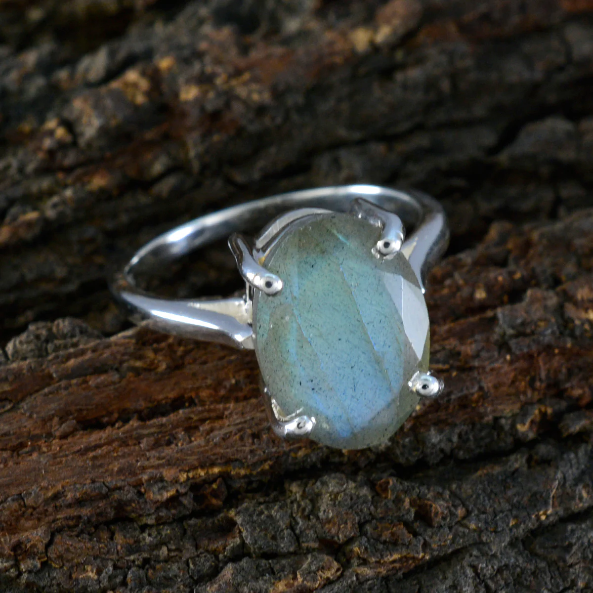 Labradorite Solitaire German 92.5 Silver Gray Gemstones Featherlight Artisan Ring Jewellery - Image 3