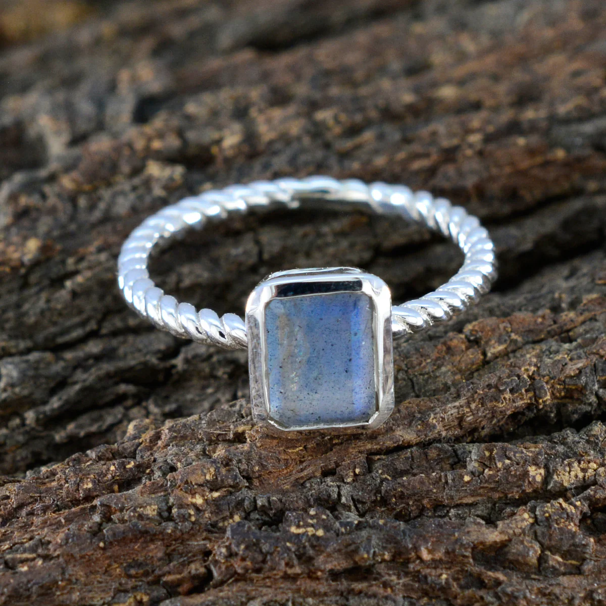 Labradorite Solitaire German 925 Silver Gray Gemstone Featherlight Abstract Ring Jewellery - Image 3