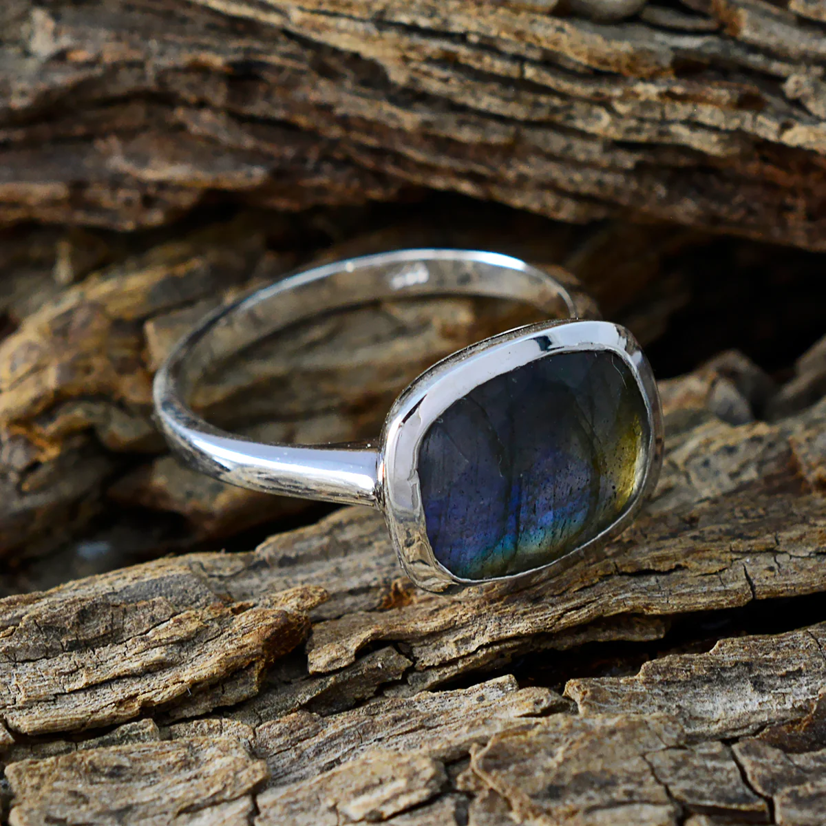 Labradorite Solitaire Indian Sterling Silver Gray Gemstones Minimal Love Ring Jewellery - Image 3