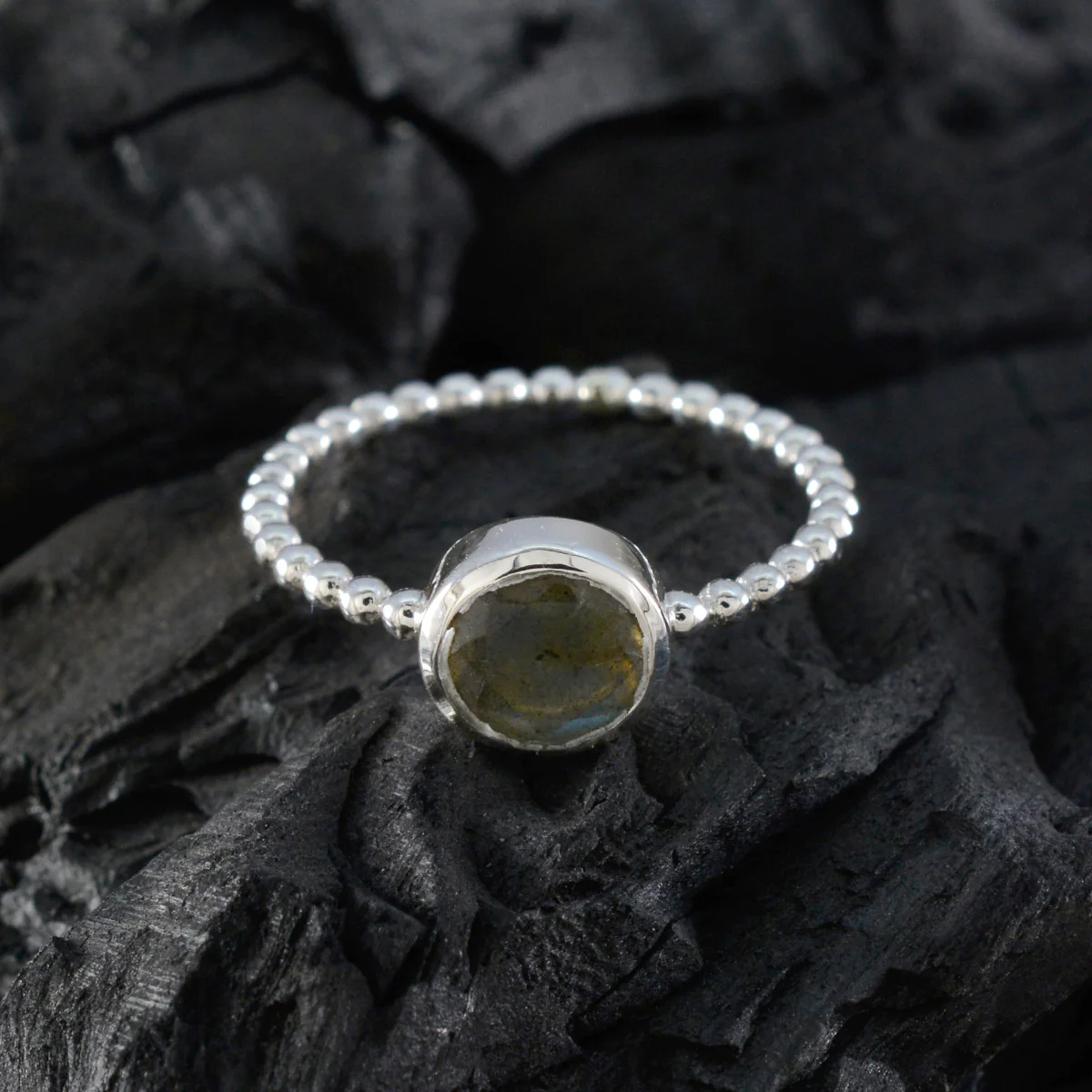 Labradorite Solitaire Japanese 925 Sterling Silver Gray Gems Delicate Twist Ring Jewellery - Image 4