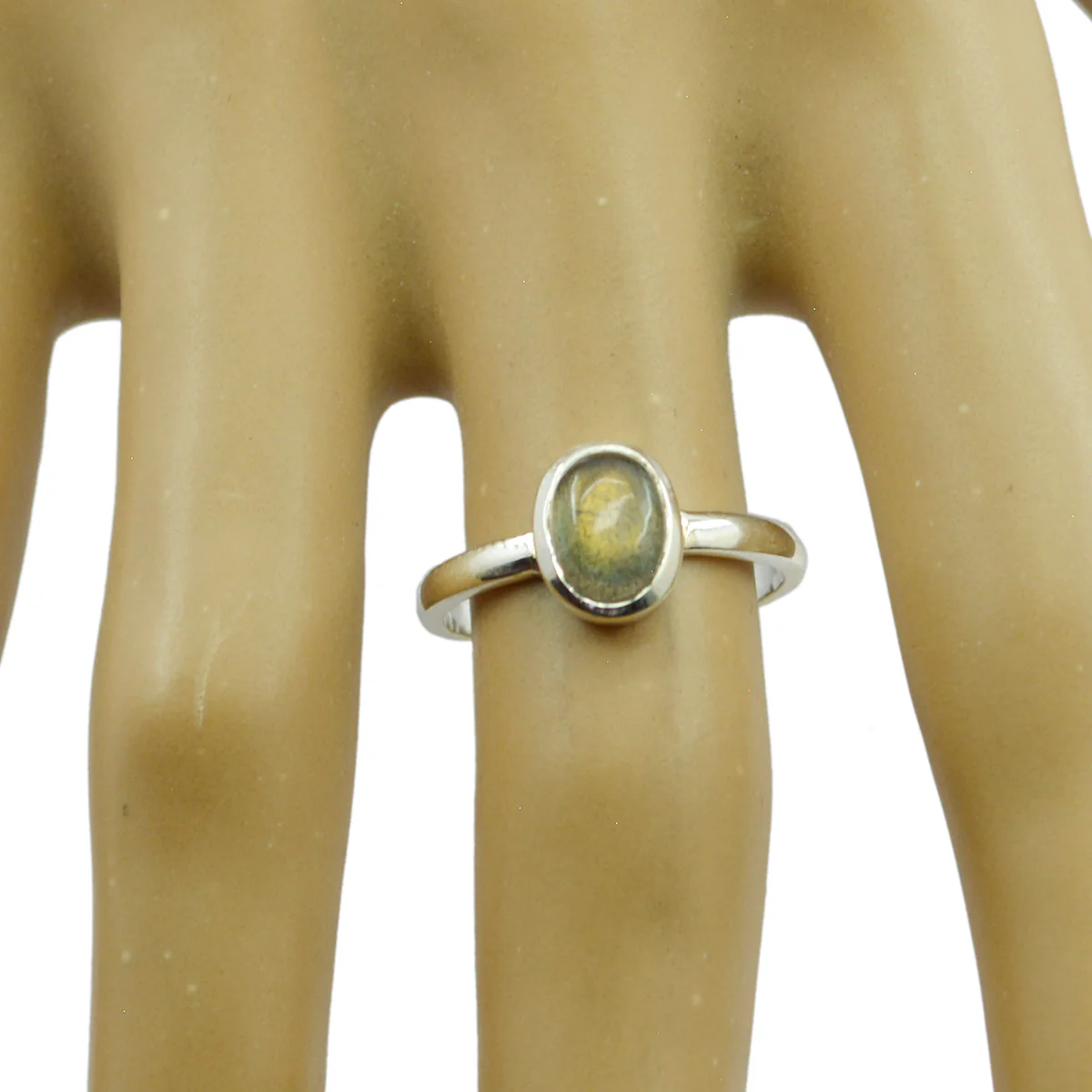 Labradorite Solitaire Korean 92.5 Silver Gray Gemstones Delicate Romantic Ring Jewellery - Image 2