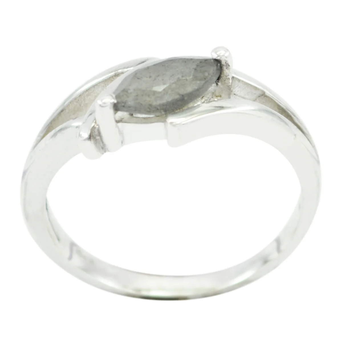 Labradorite Solitaire Korean Sterling Silver Gray Gemstone Dainty Modern Ring Jewellery