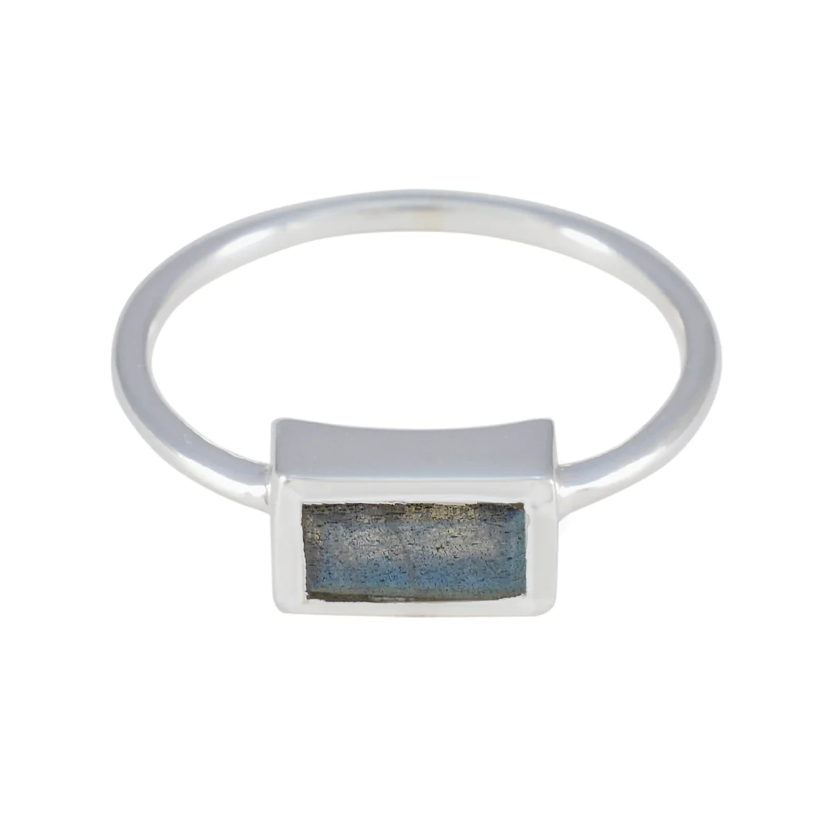 Labradorite Solitaire Korean Sterling Silver Gray Gemstones Delicate Feminine Ring Jewelry