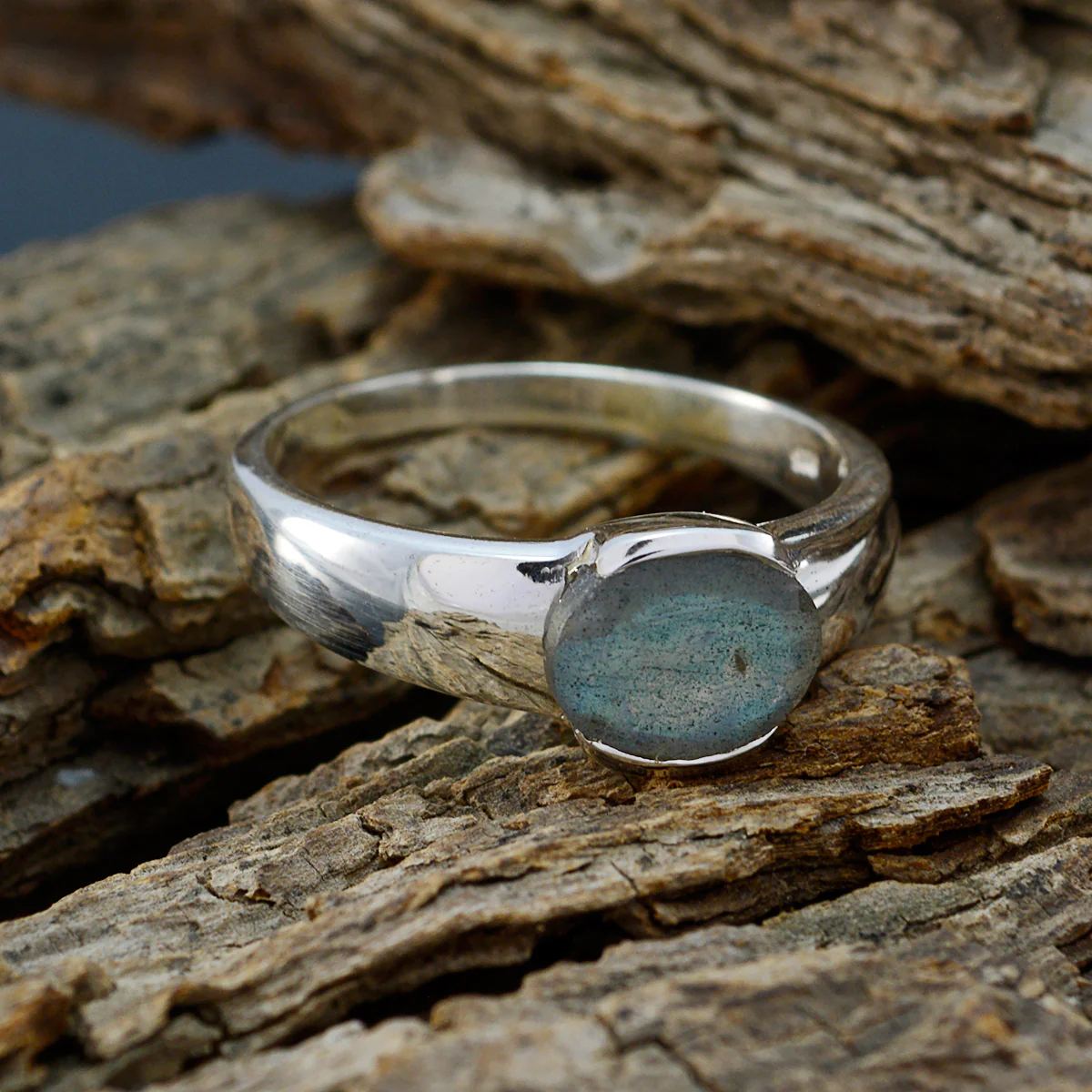 Labradorite Solitaire Moroccan 92.5 Silver Gray Gemstone Mid-weight Feminine Ring Jewelry - Image 4
