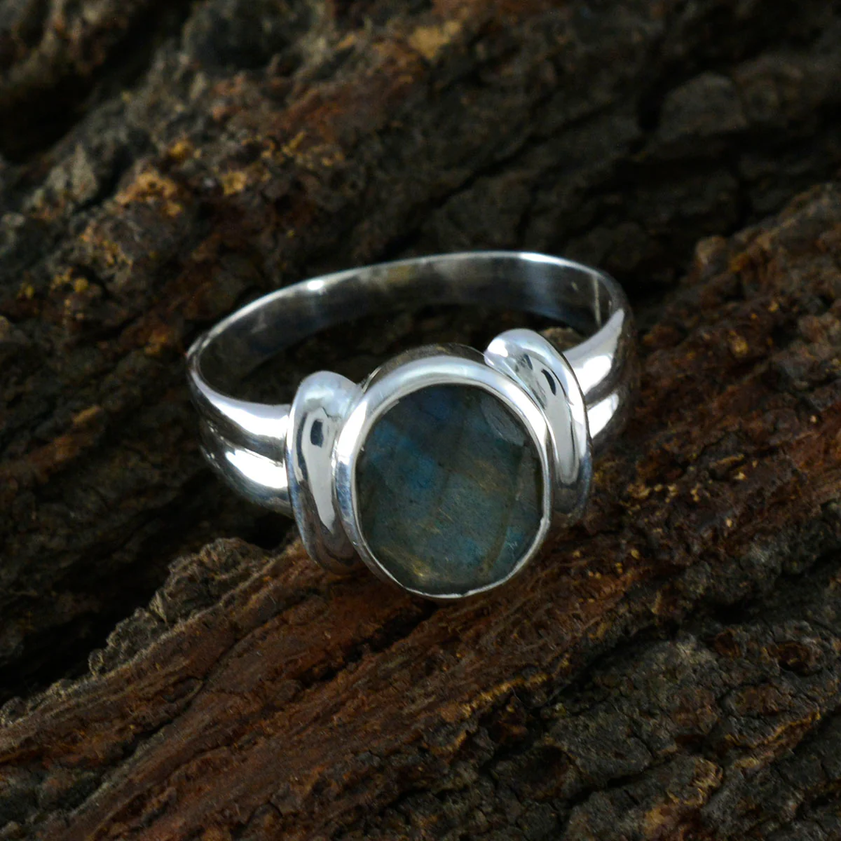 Labradorite Solitaire Moroccan 925 Silver Gray Gems Tiny Abstract Ring Jewellery - Image 3