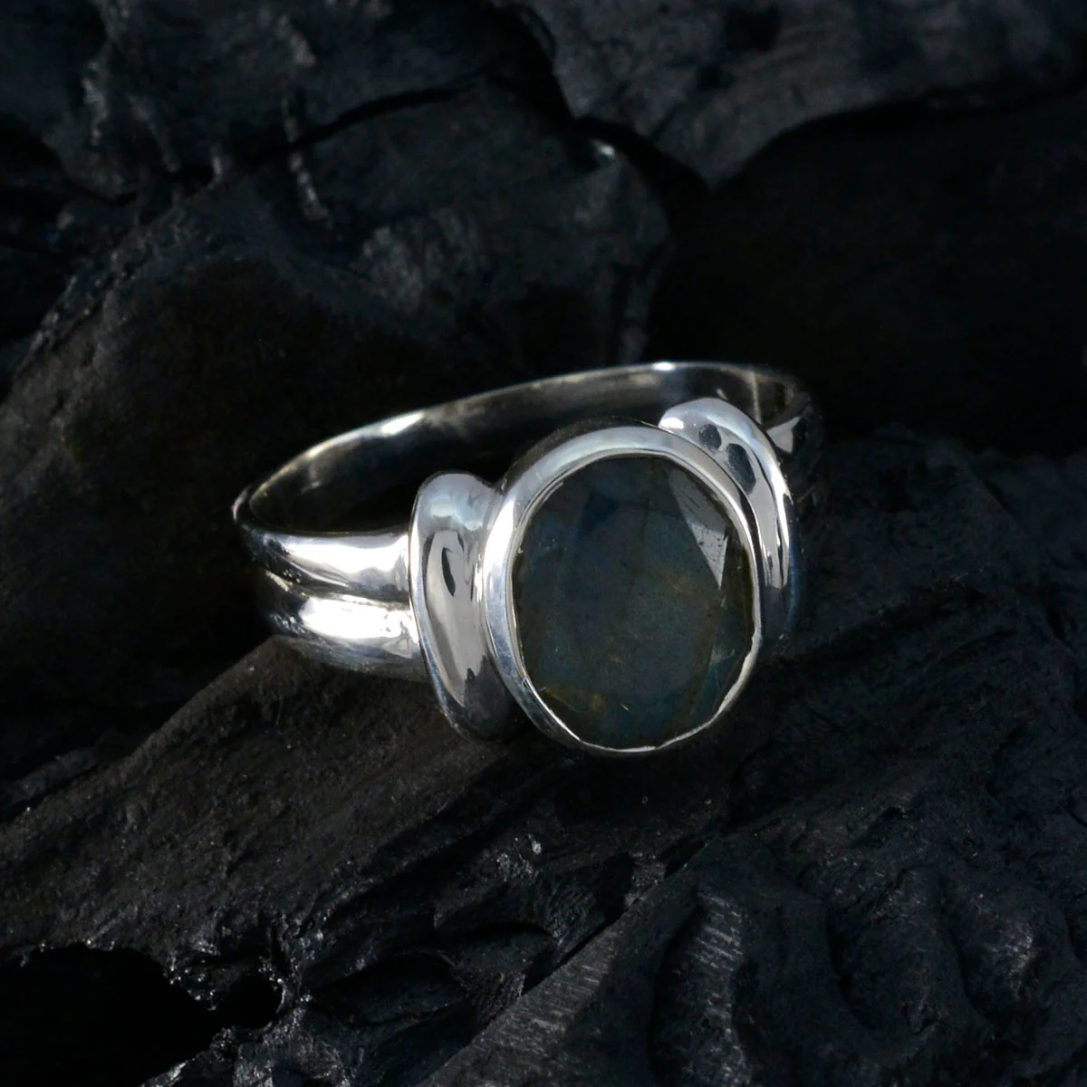 Labradorite Solitaire Moroccan 925 Silver Gray Gems Tiny Abstract Ring Jewellery - Image 4