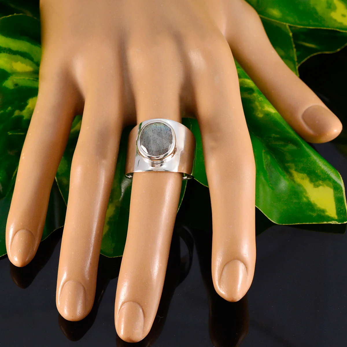 Labradorite Solitaire Moroccan 925 Sterling Silver Gray Gemstone Versatile Armor Ring Jewelry - Image 6