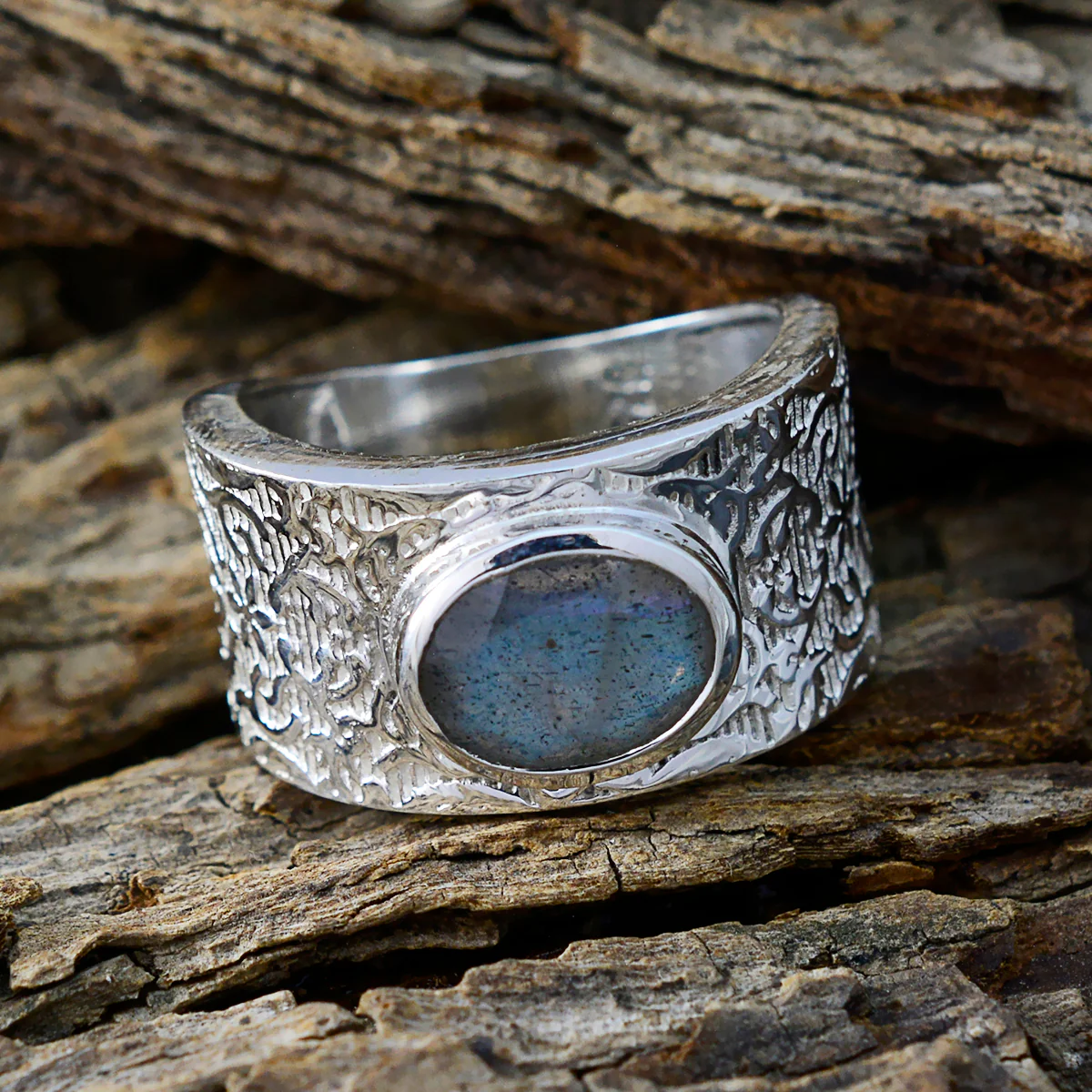 Labradorite Solitaire Moroccan Sterling Silver Gray Gems Essential Art Deco Ring Jewelry - Image 3