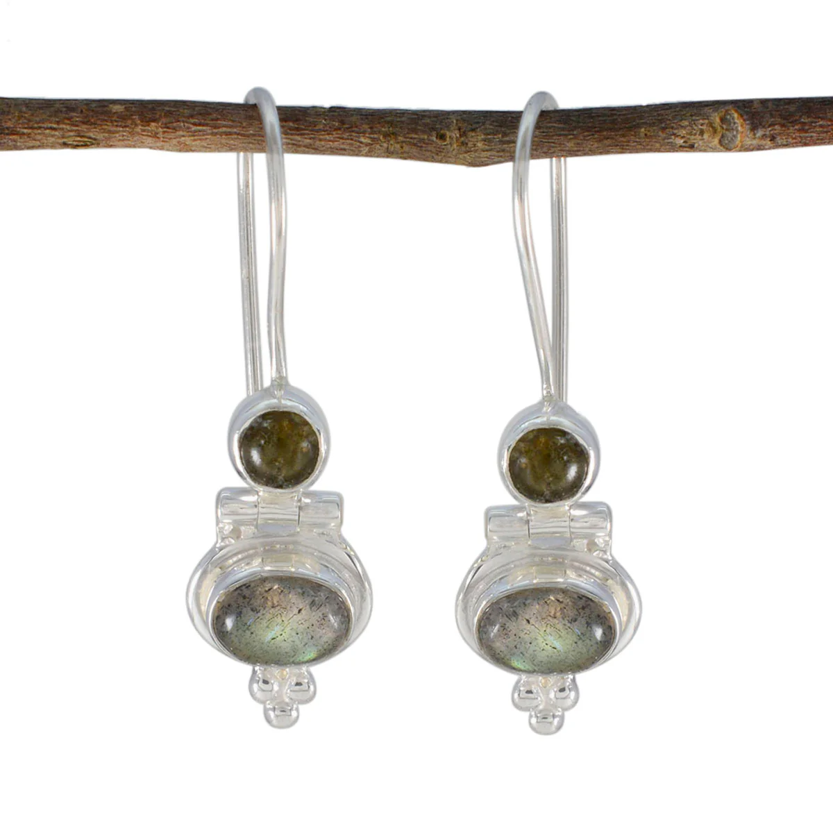 Labradorite Spanish Victoria multiple Dangle Gray 92.5 Silver Earring