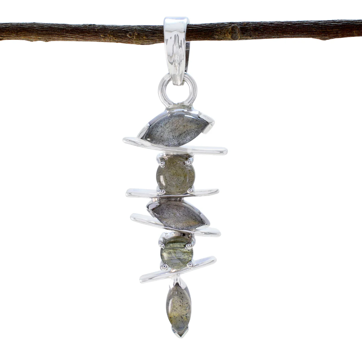 Labradorite Tiny Turkish 925 Silver Penta Carla Bubble Gray Pendant Jewelry