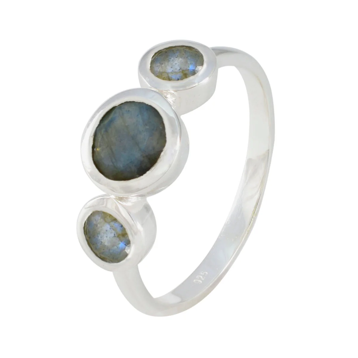 Labradorite Trilogy Turkish 92.5 Silver Gray Gemstone Whisper-thin Trendy Ring Jewelry - Image 2