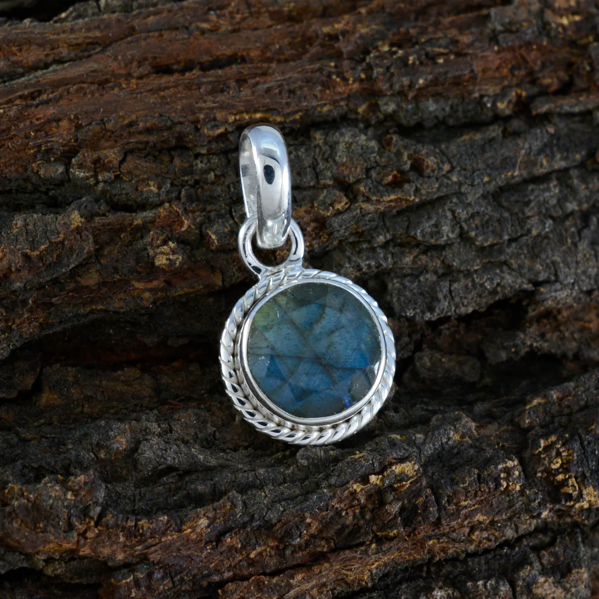 Labradorite Whisper-thin Latin American 925 Silver Solitaire Patricia Rope-Wire Gray Pendant Jewelry - Image 2
