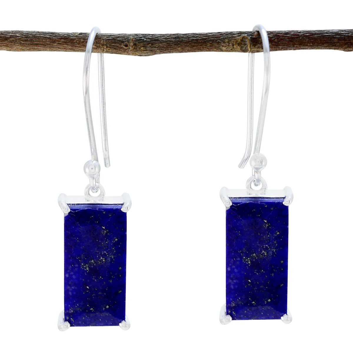 Lapis Lazuli African Valentina Solitaire Dangle Blue Silver Earring