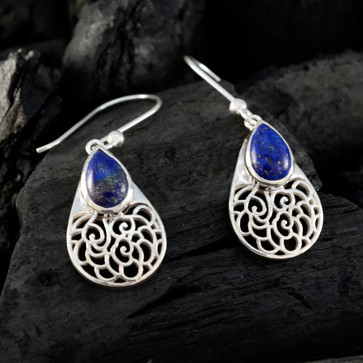 Lapis Lazuli Australian Laura Solitaire Dangle Blue 925 Sterling Silver Earring - Image 2