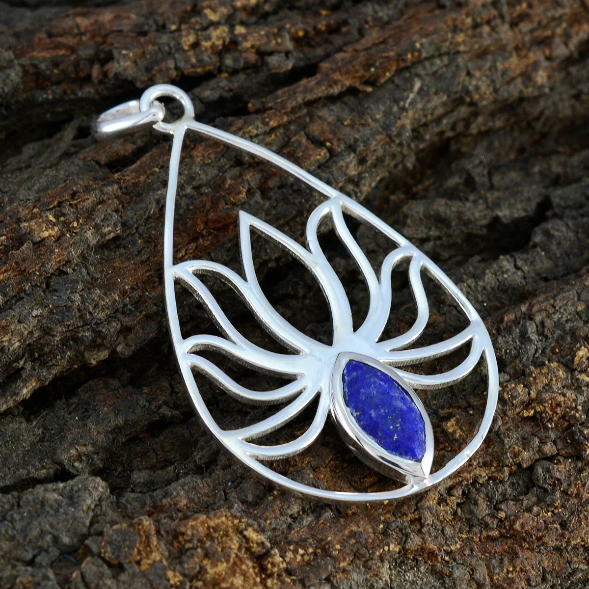Lapis Lazuli Dainty German 92.5 Silver Solitaire Genesis Rope-Wire Blue Pendant Jewellery - Image 2