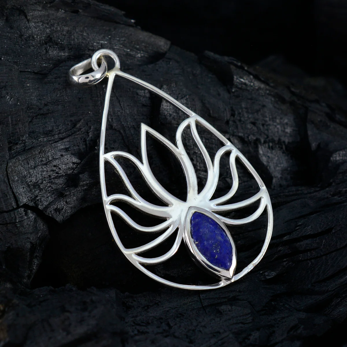 Lapis Lazuli Dainty German 92.5 Silver Solitaire Genesis Rope-Wire Blue Pendant Jewellery - Image 3