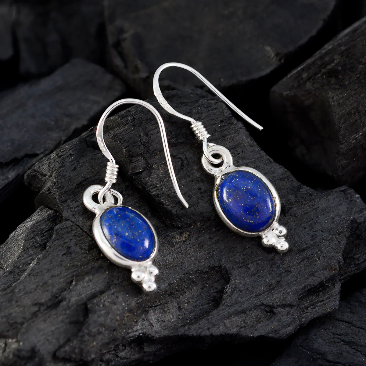Lapis Lazuli Egyptian Agnes multiple Dangle Blue Sterling Silver Earring - Image 2