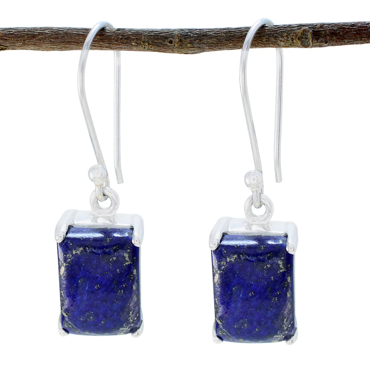 Lapis Lazuli French Lucia Solitaire Dangle Blue Sterling Silver Earring