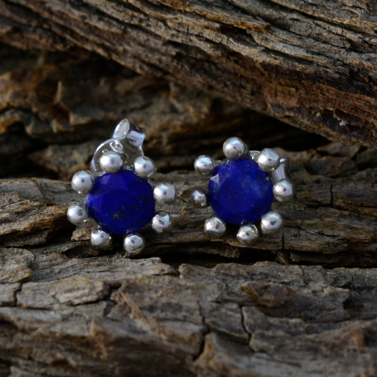 Lapis Lazuli Middle Eastern Amelia Solitaire Stud Blue 92.5 Silver Earring - Image 3