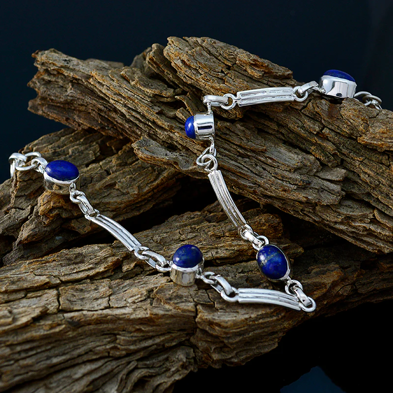 Lapis Lazuli Pet Day Whisper-thin Blue Sterling Silver Links Bracelet - Image 3