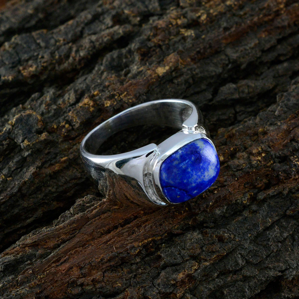 Lapis Lazuli Solitaire African 925 Silver Blue Gemstones Essential Contemporary Ring Jewellery - Image 3
