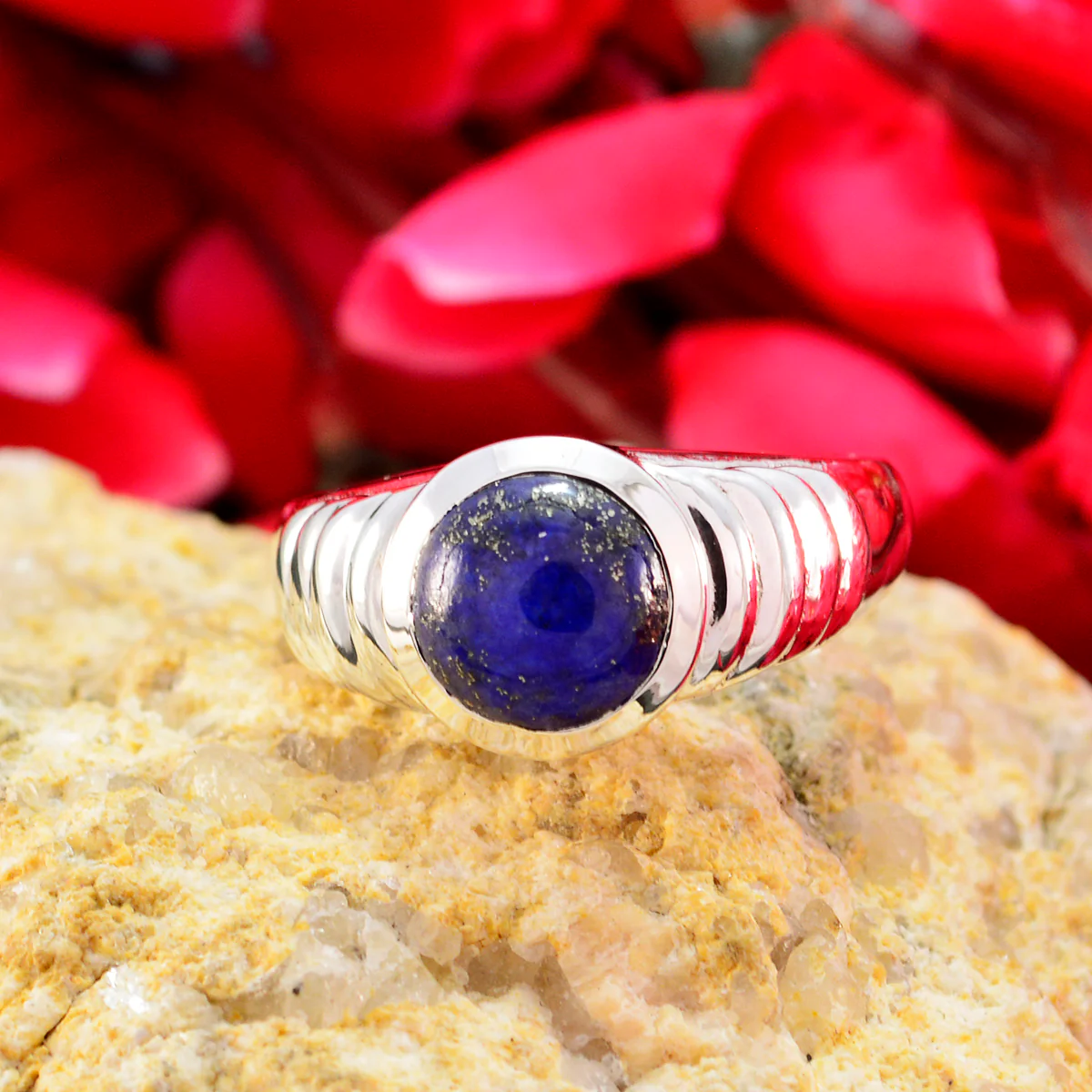Lapis Lazuli Solitaire African 925 Sterling Silver Blue Gemstones Versatile Graceful Ring Jewelry - Image 2