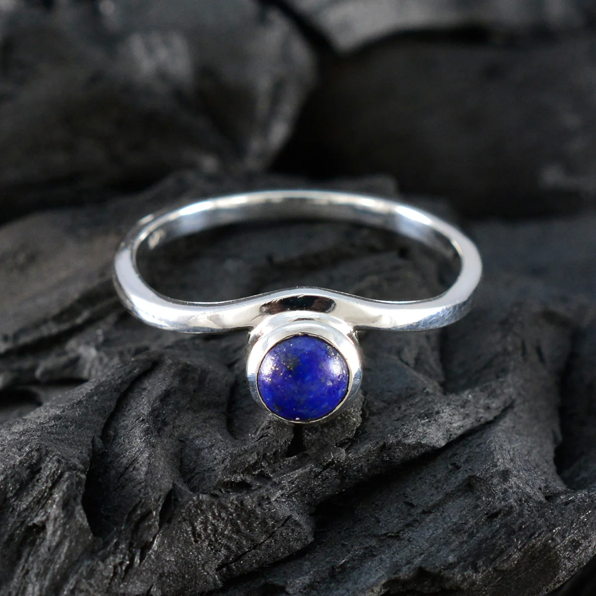Lapis Lazuli Solitaire American Sterling Silver Blue Gems Delicate Trendy Ring Jewelry - Image 4