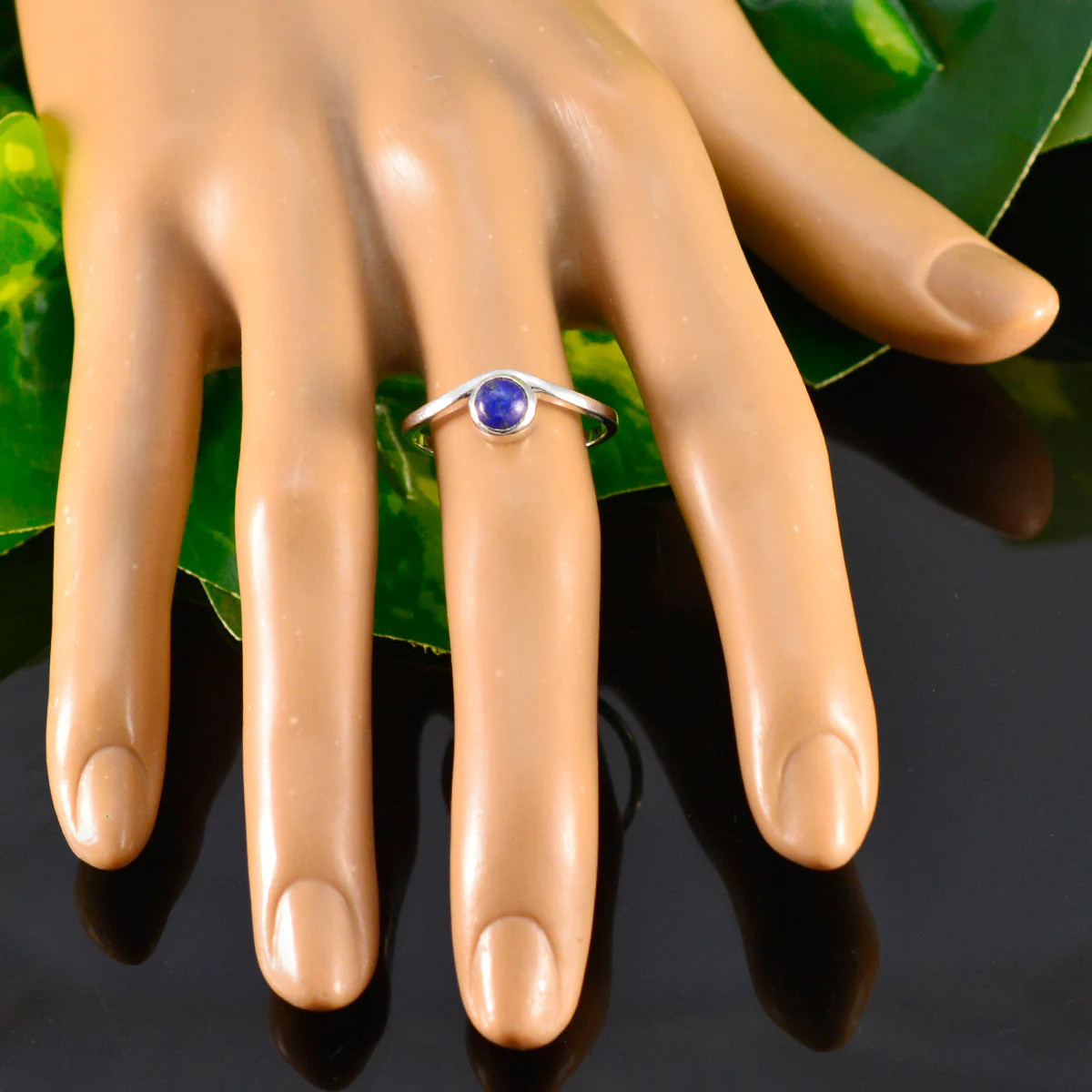 Lapis Lazuli Solitaire American Sterling Silver Blue Gems Delicate Trendy Ring Jewelry - Image 5